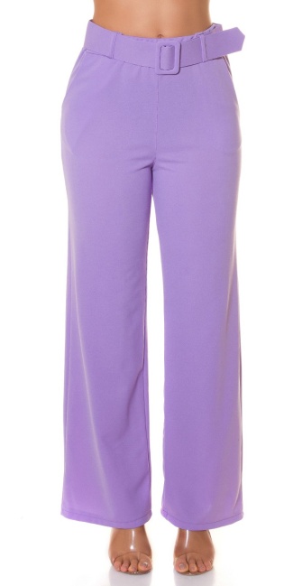 Highwaist Cloth Pants with Belt Lilac